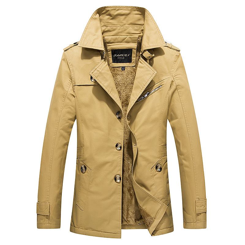 Miesten Takit Casual Trench Coat Stand Kaulus Yksivärinen