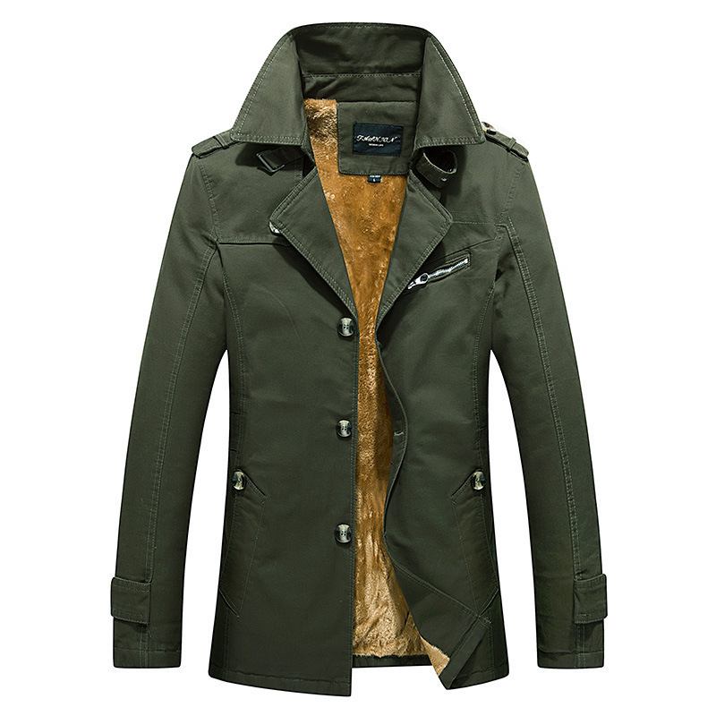 Miesten Takit Casual Trench Coat Stand Kaulus Yksivärinen