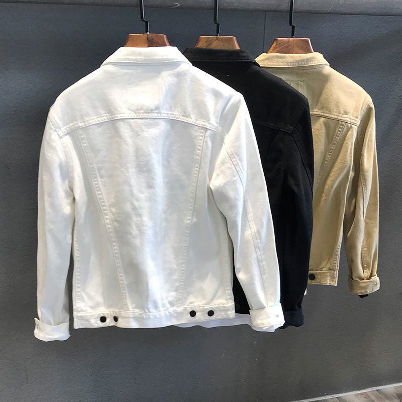 Rento Slim White Denim Jacket Miesten Trend Casual Workwear