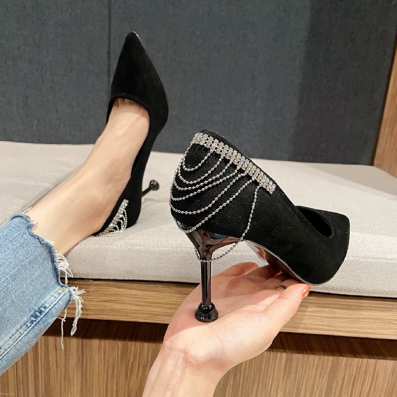 Korkokengät Naisten Teräväkärkinen Stiletto Musta Iso Koko 41-43 Temperamentti Litteät Kengät