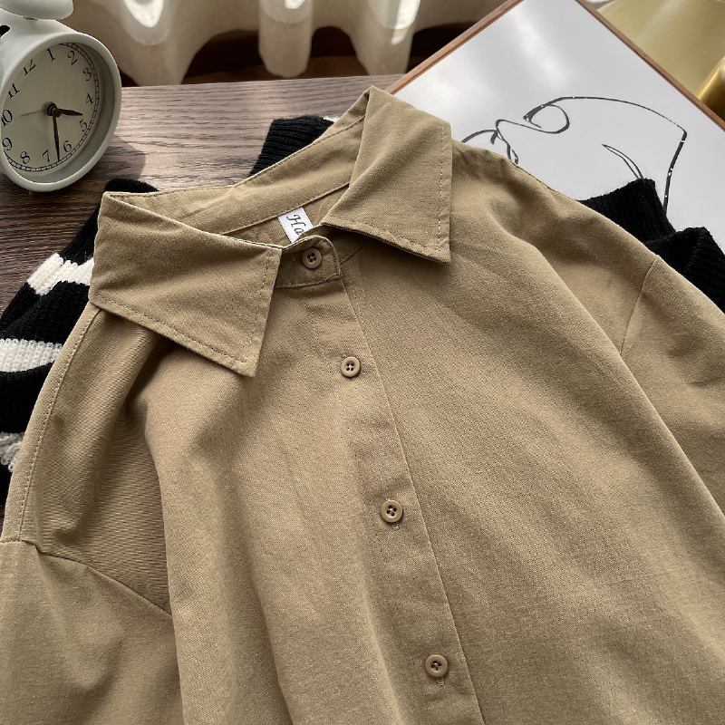 Thick Section Shirt Naisten Käänne Löysä Rento Neuletakki